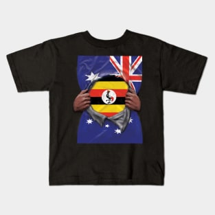 Uganda Flag Australian Flag Ripped - Gift for Ugandan From Uganda Kids T-Shirt